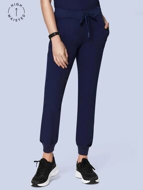 Mandala High-Waisted Navy Blue Women's Jogger Scrub Pants Size XS NWOT!